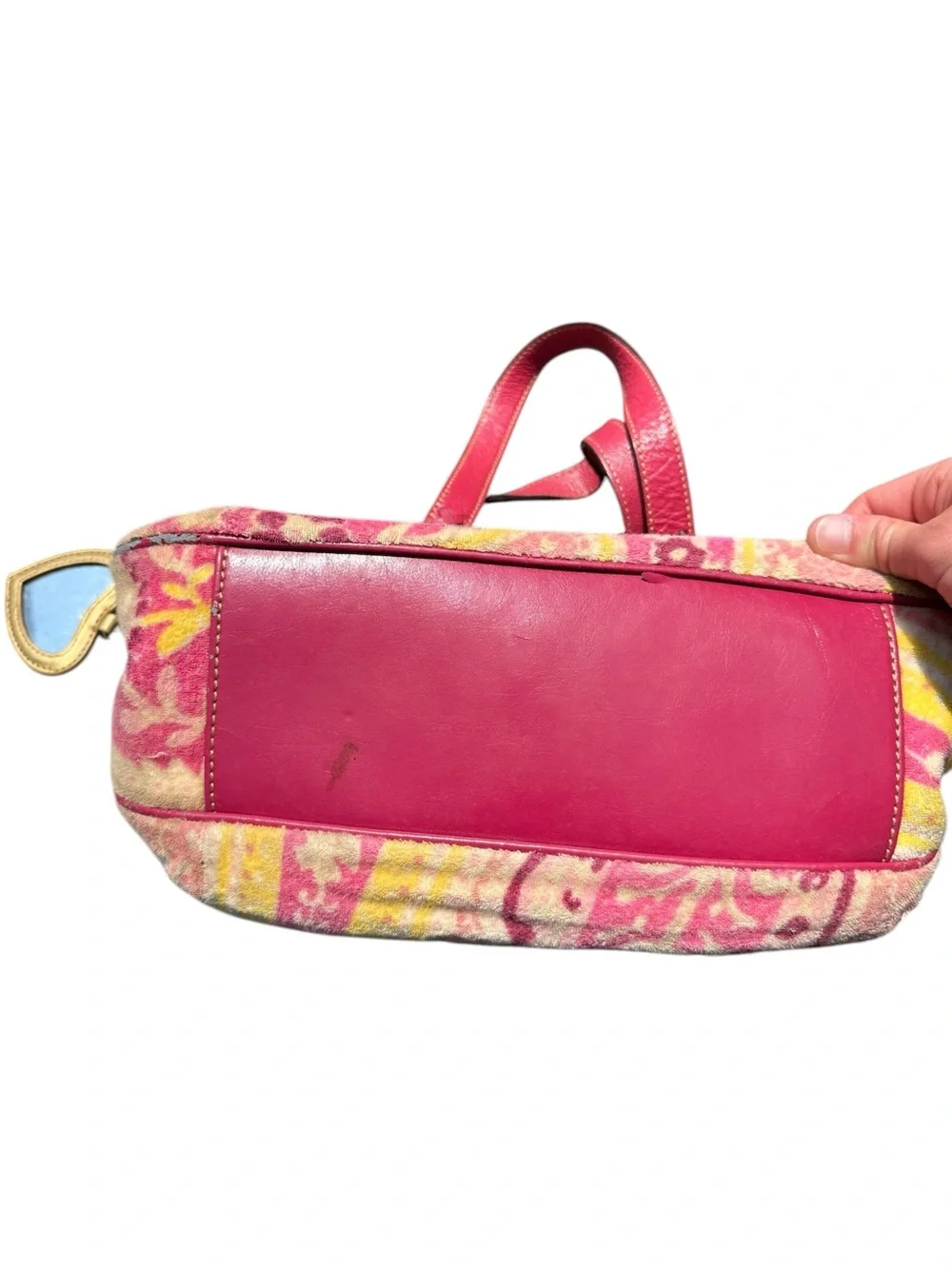 Vintage Juicy Couture Pink Y2K Floral Terrycloth Shoulder Bag Lux Charms